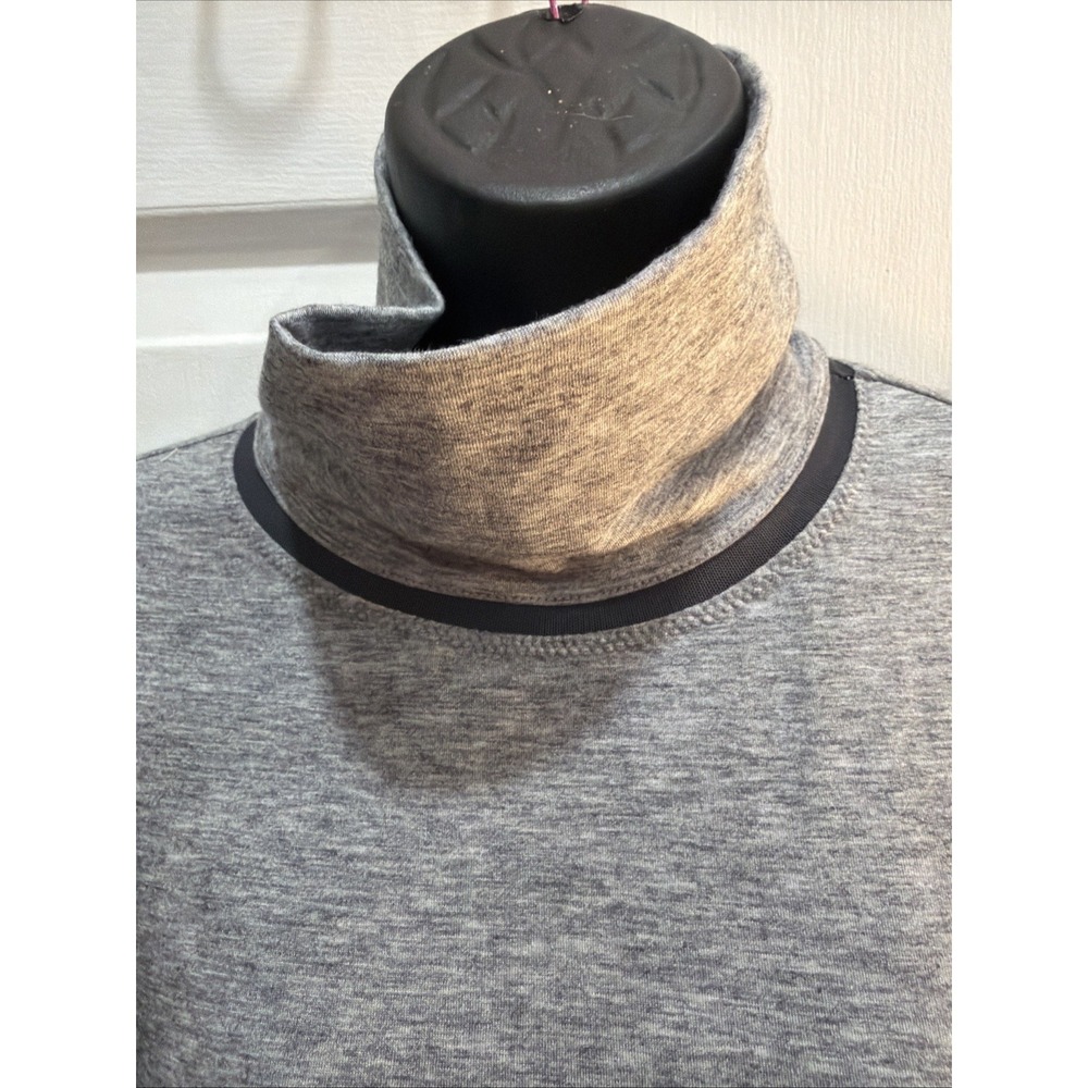 Athleta Industry Turtleneck Dress Grey Long Sleeve Ruched Side MeshMidi Med 223 - Picture 3 of 11